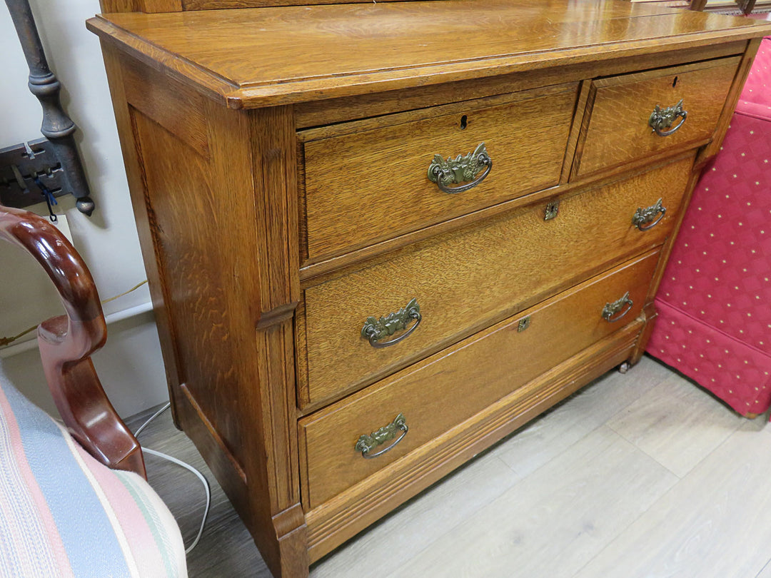Antique Dresser with Carved Mirror