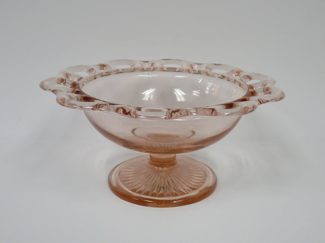 Depression Glass Pink Footed Bowl