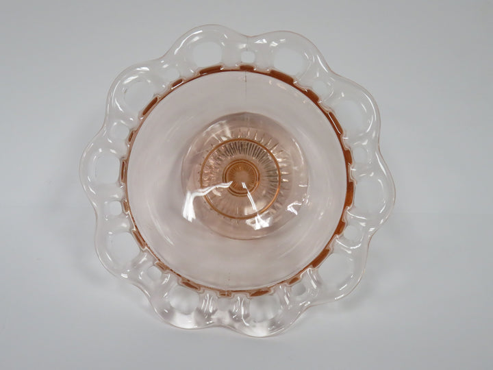 Depression Glass Pink Footed Bowl