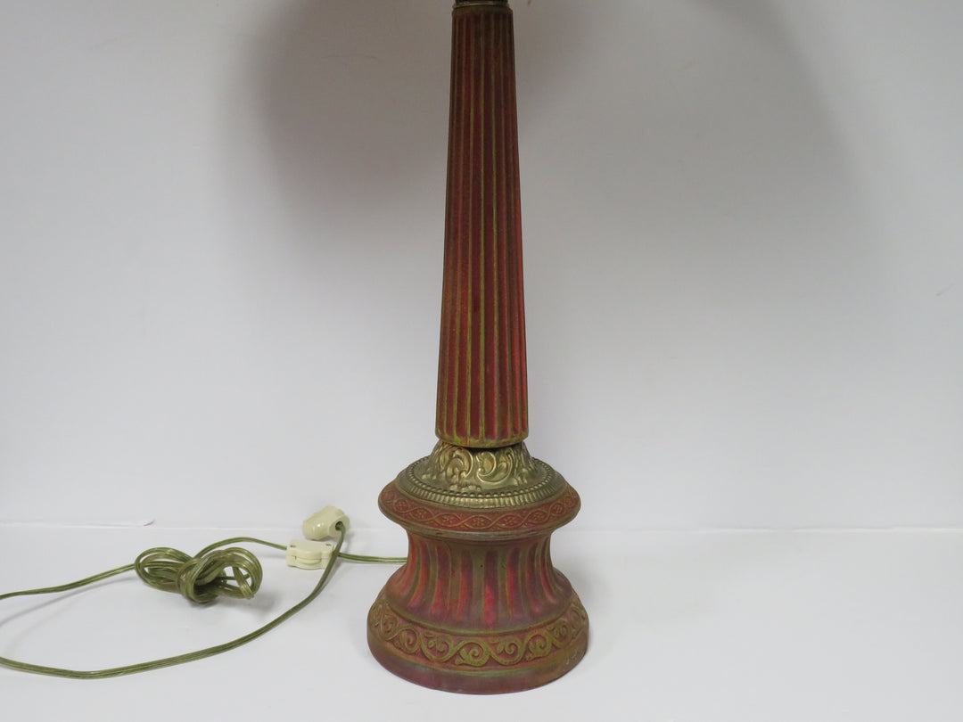 Gilded Red Column Table Lamp