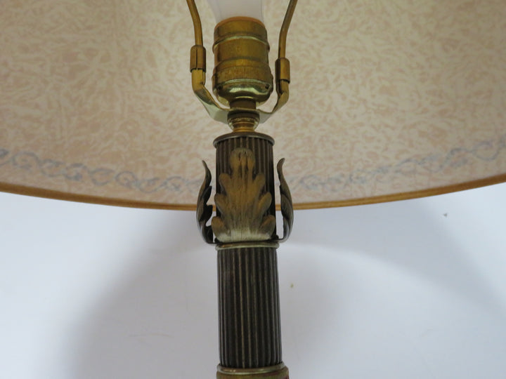Gilded Red Column Table Lamp