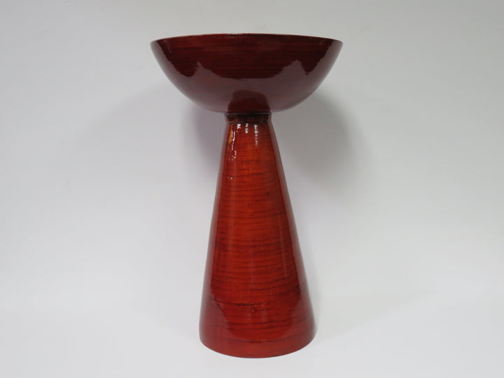Oggetti Lacquered Bamboo Pedestal Bowl