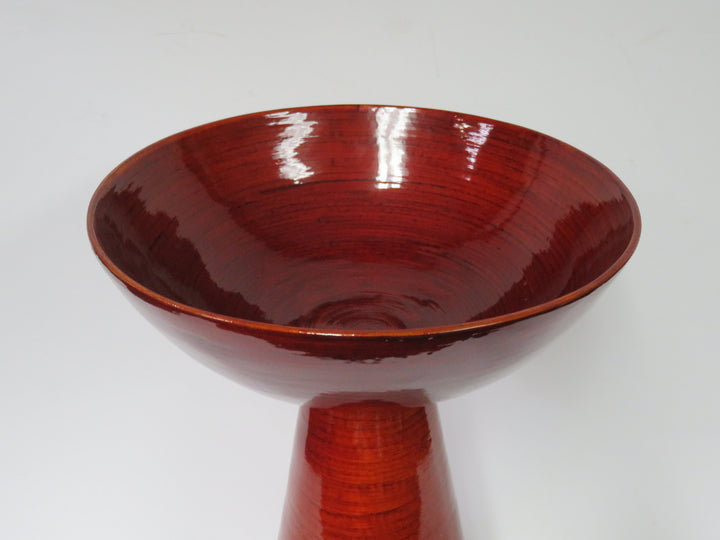 Oggetti Lacquered Bamboo Pedestal Bowl