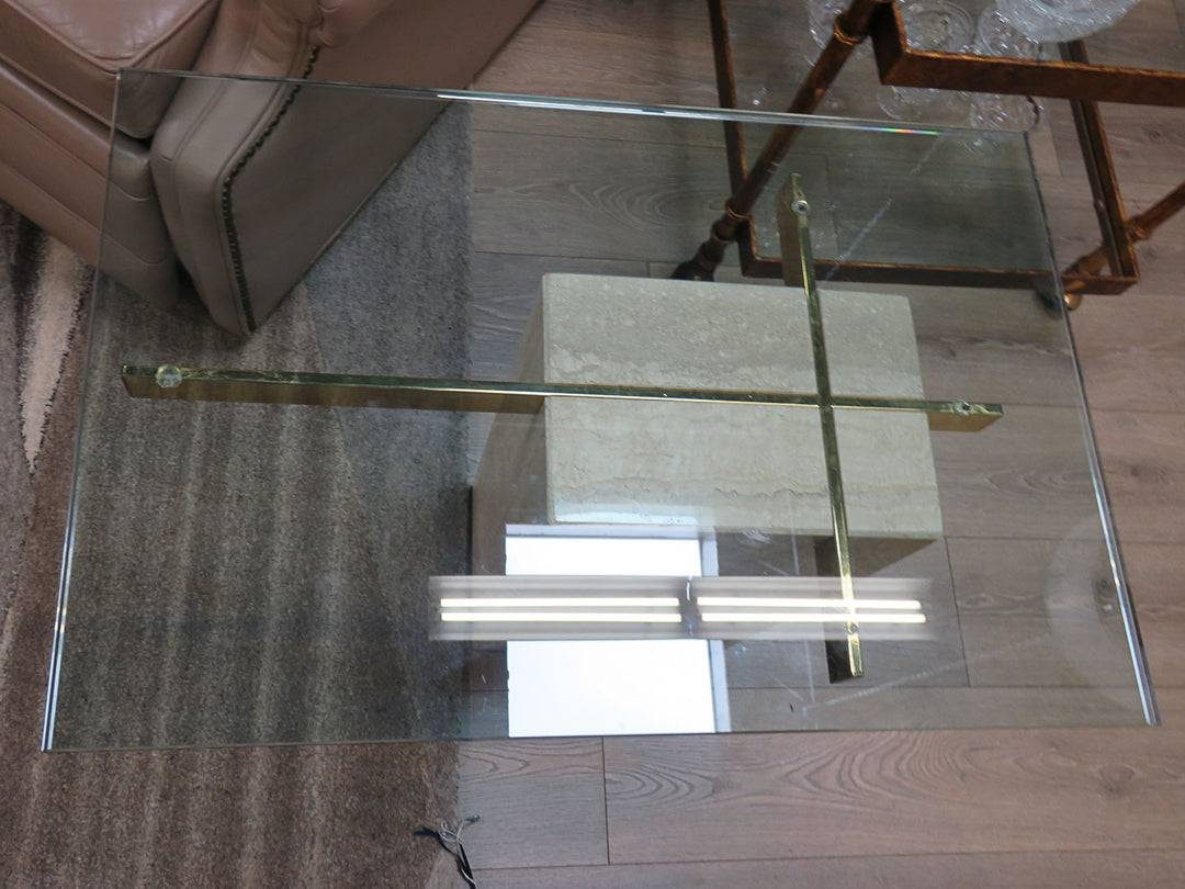 Brass, Glass & Stone End Table