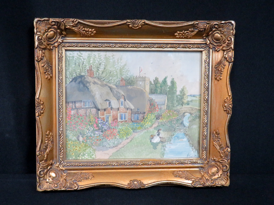 English Cottages Watercolor Painting