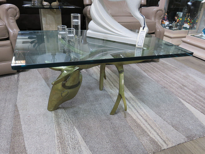 Glass Topped Stag Head Coffee Table