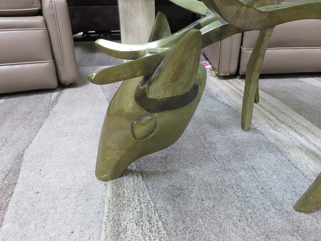 Glass Topped Stag Head Coffee Table