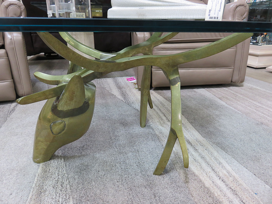 Glass Topped Stag Head Coffee Table