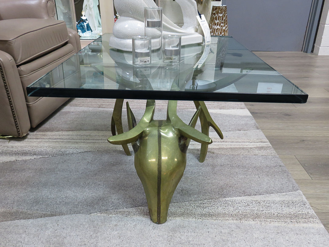 Glass Topped Stag Head Coffee Table
