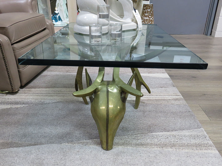 Glass Topped Stag Head Coffee Table