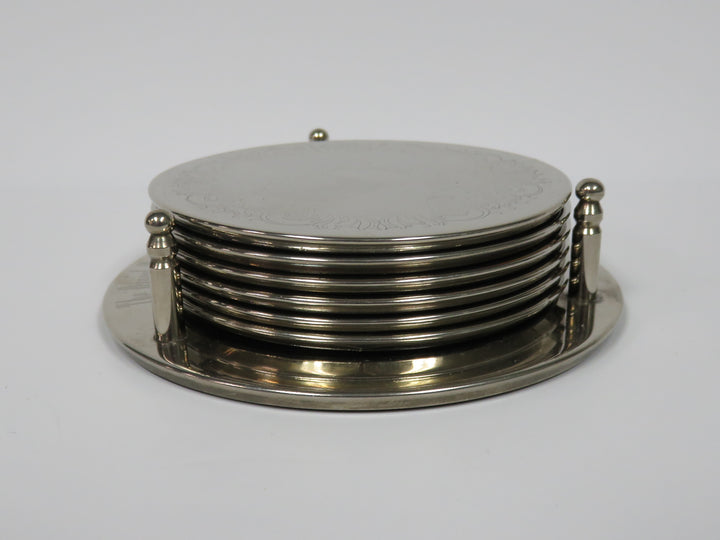 Floral Engraved Silverplated Coasters