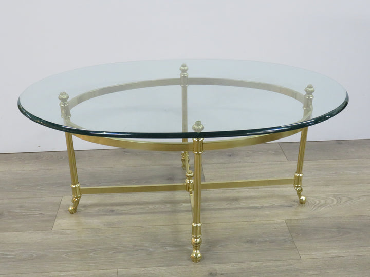 Mid-Century Brass and Glass Coffee Table