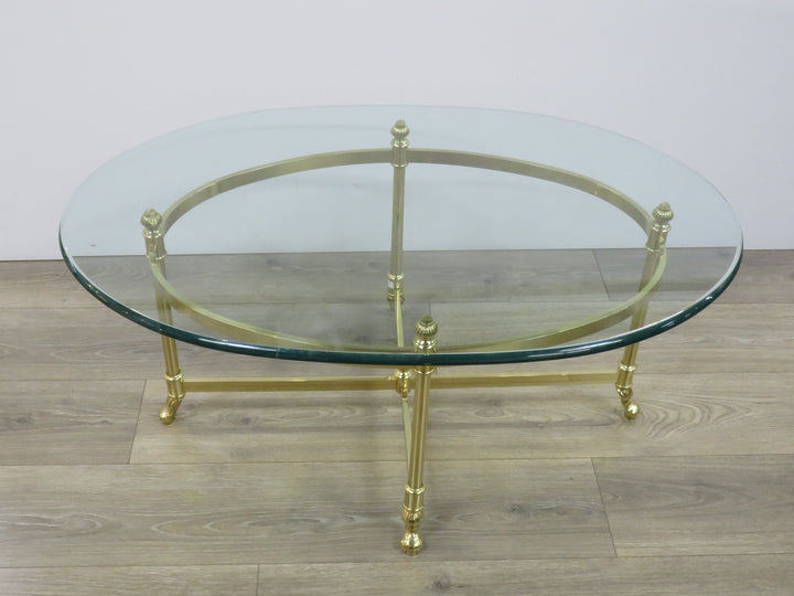 Mid-Century Brass and Glass Coffee Table