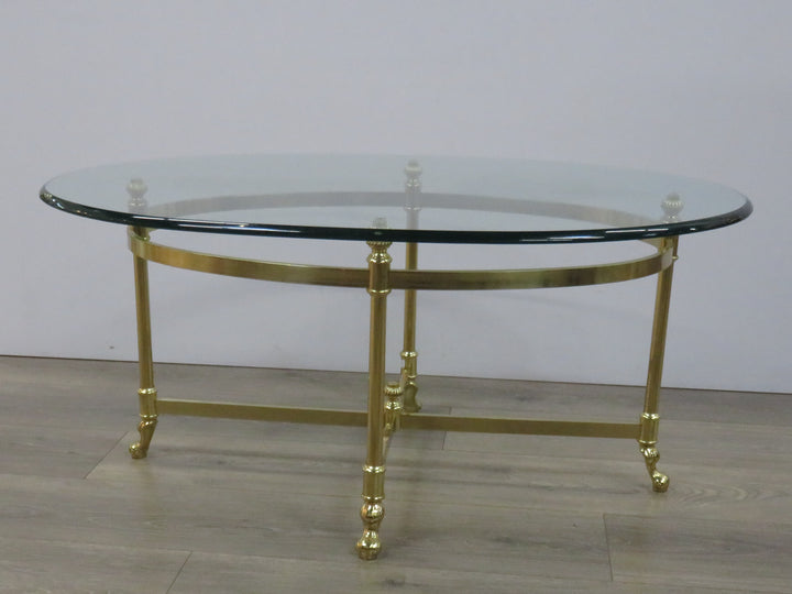 Mid-Century Brass and Glass Coffee Table