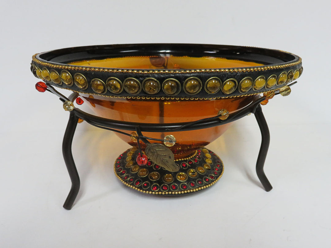 Biedermann Amber Glass Bowl in Stand
