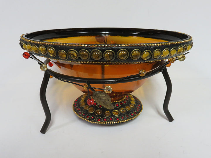 Biedermann Amber Glass Bowl in Stand