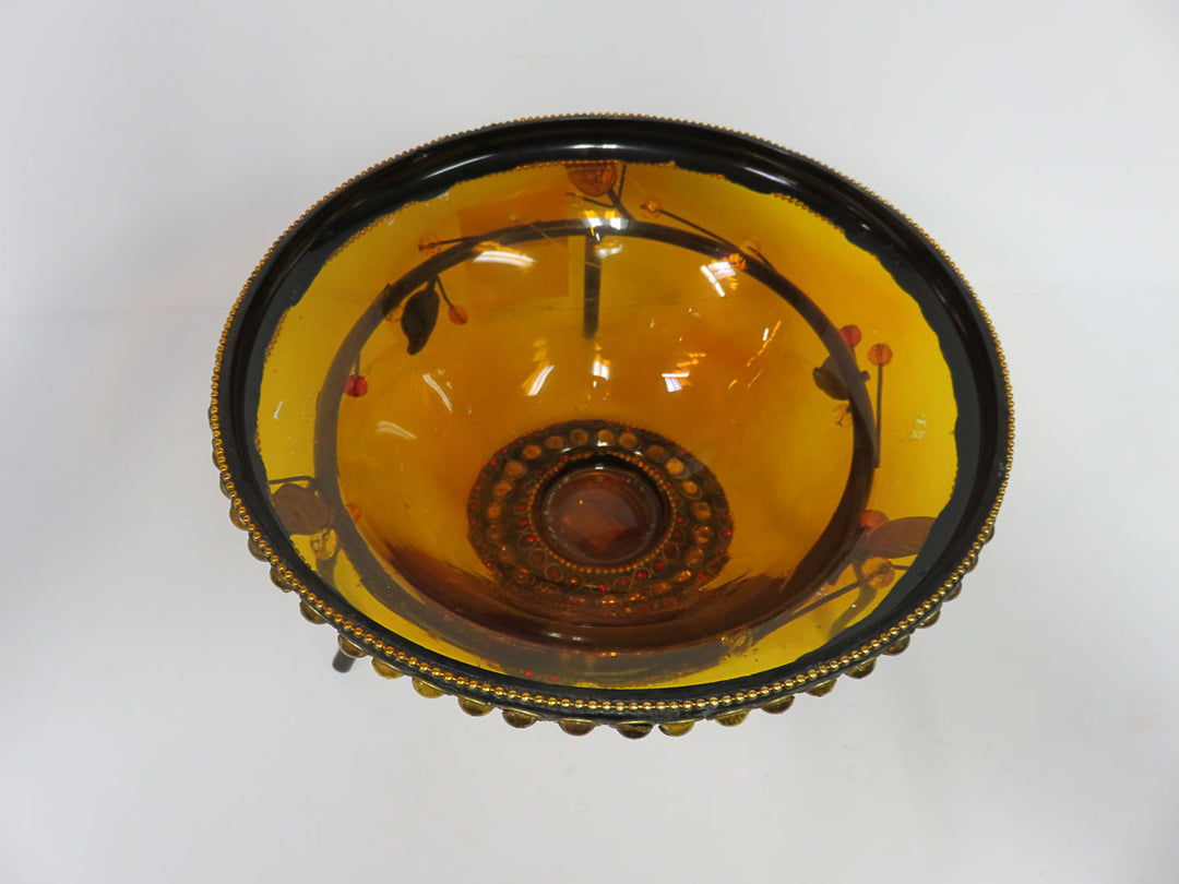 Biedermann Amber Glass Bowl in Stand