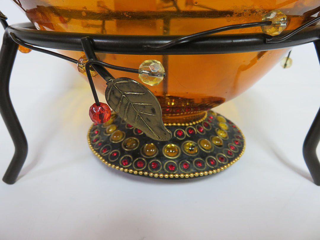 Biedermann Amber Glass Bowl in Stand