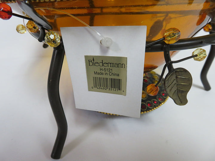 Biedermann Amber Glass Bowl in Stand