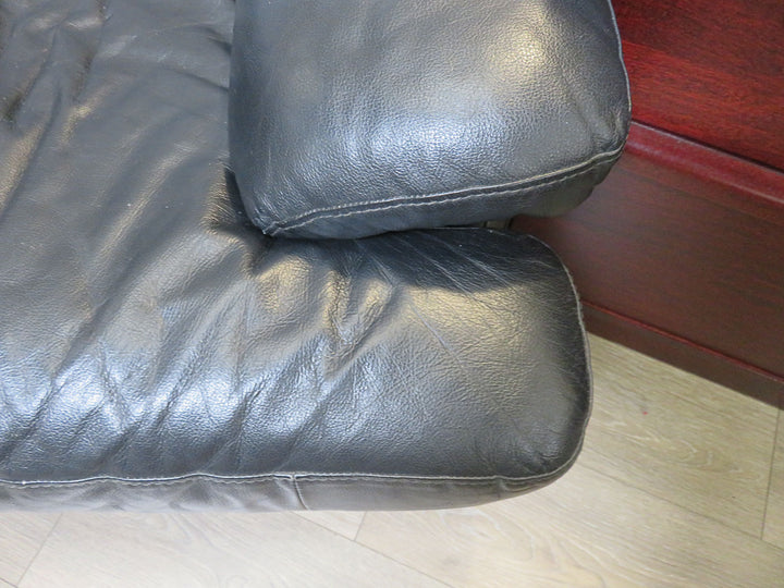 Black Leather Barrel Chair