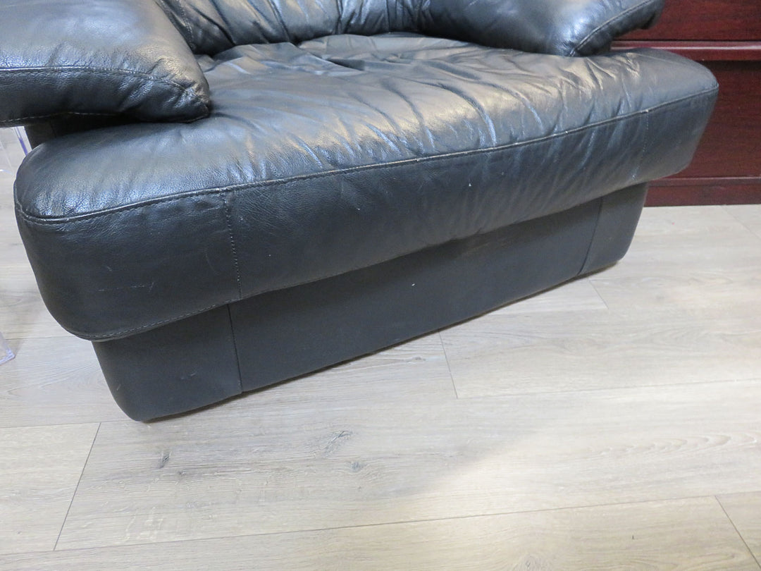 Black Leather Barrel Chair