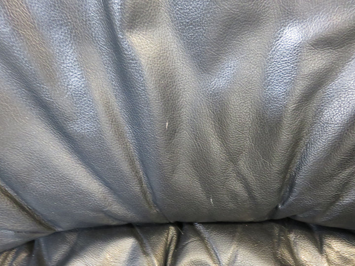 Black Leather Barrel Chair