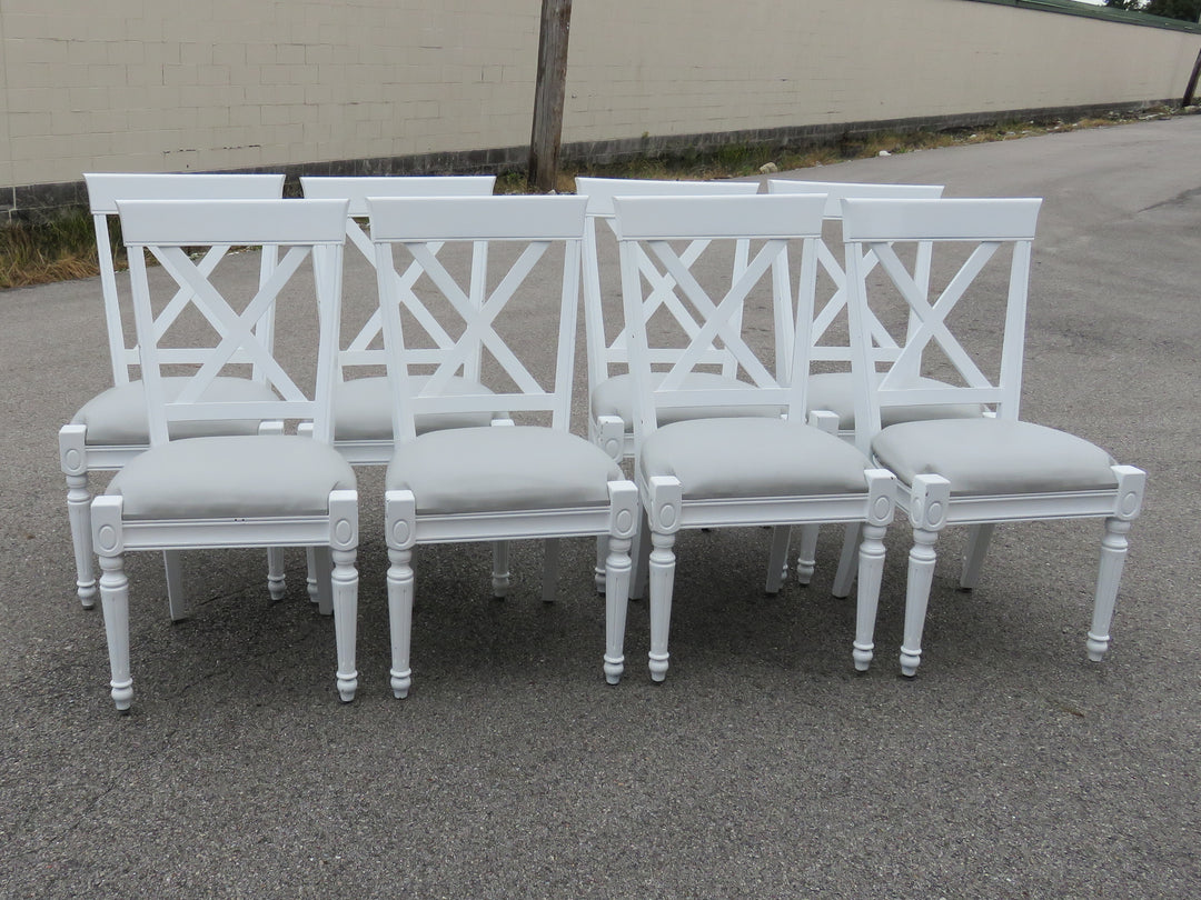 Eight White Kitchen Chairs