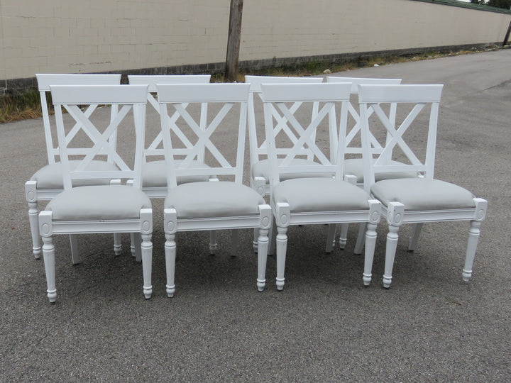 Eight White Kitchen Chairs