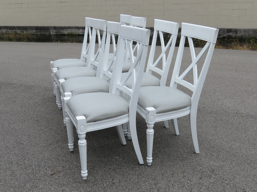 Eight White Kitchen Chairs