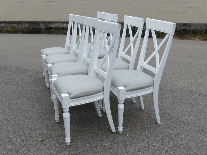Eight White Kitchen Chairs