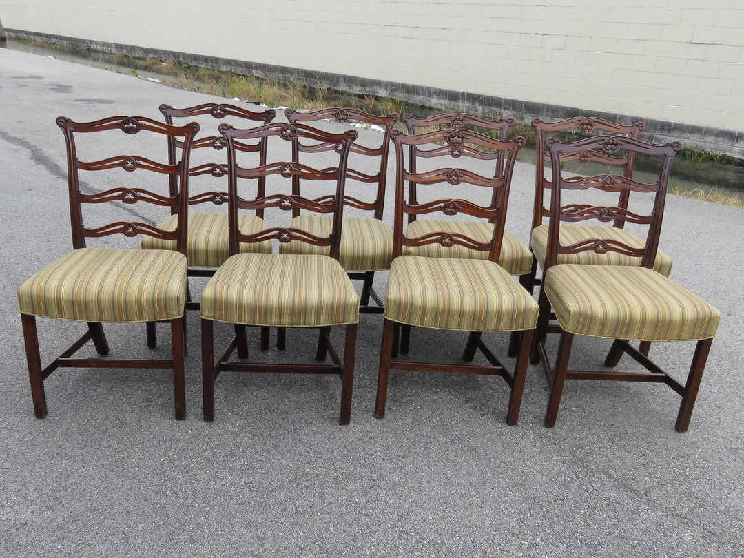 Eight Antique Chippendale Style Dining Chairs
