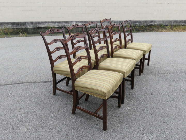 Eight Antique Chippendale Style Dining Chairs