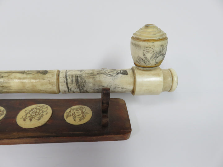 Bone Pipe with Wood Stand