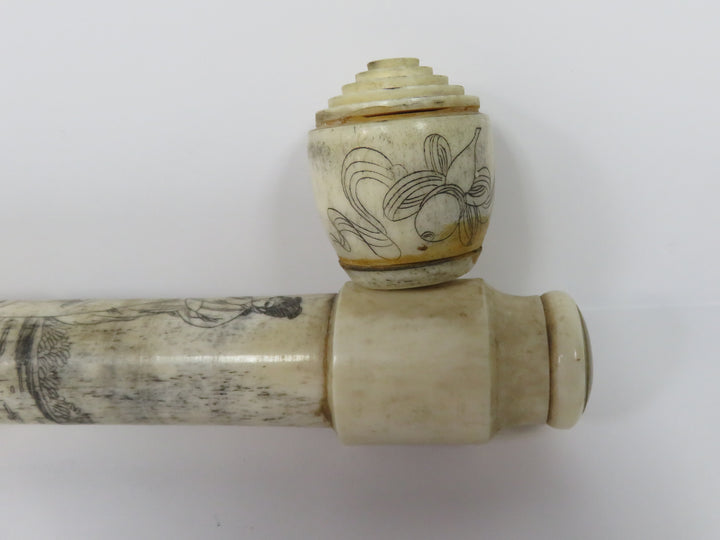 Bone Pipe with Wood Stand
