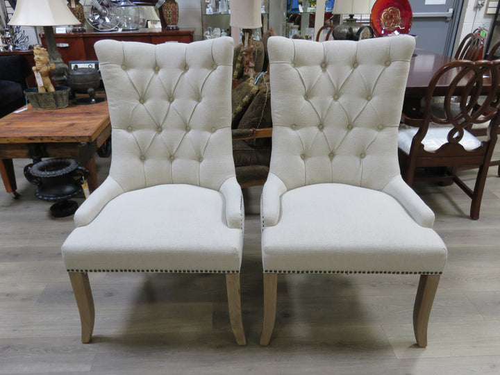 Pair of Beige Linen Occasional Chairs