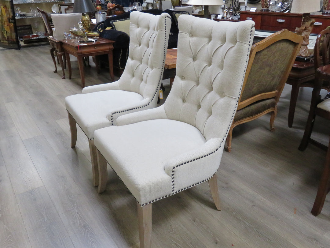 Pair of Beige Linen Occasional Chairs