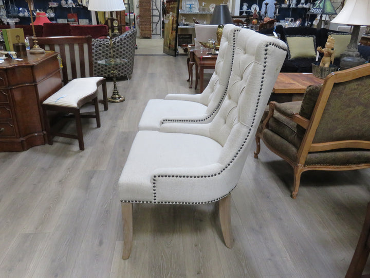 Pair of Beige Linen Occasional Chairs