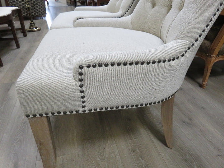 Pair of Beige Linen Occasional Chairs