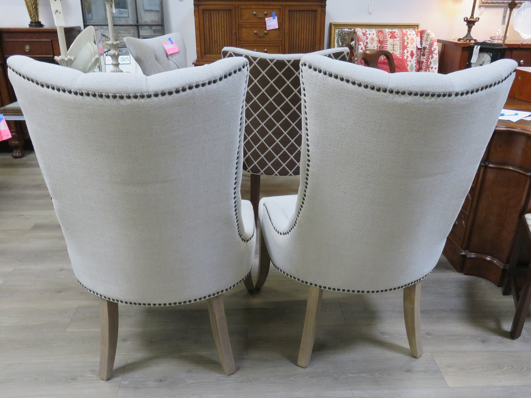 Pair of Beige Linen Occasional Chairs