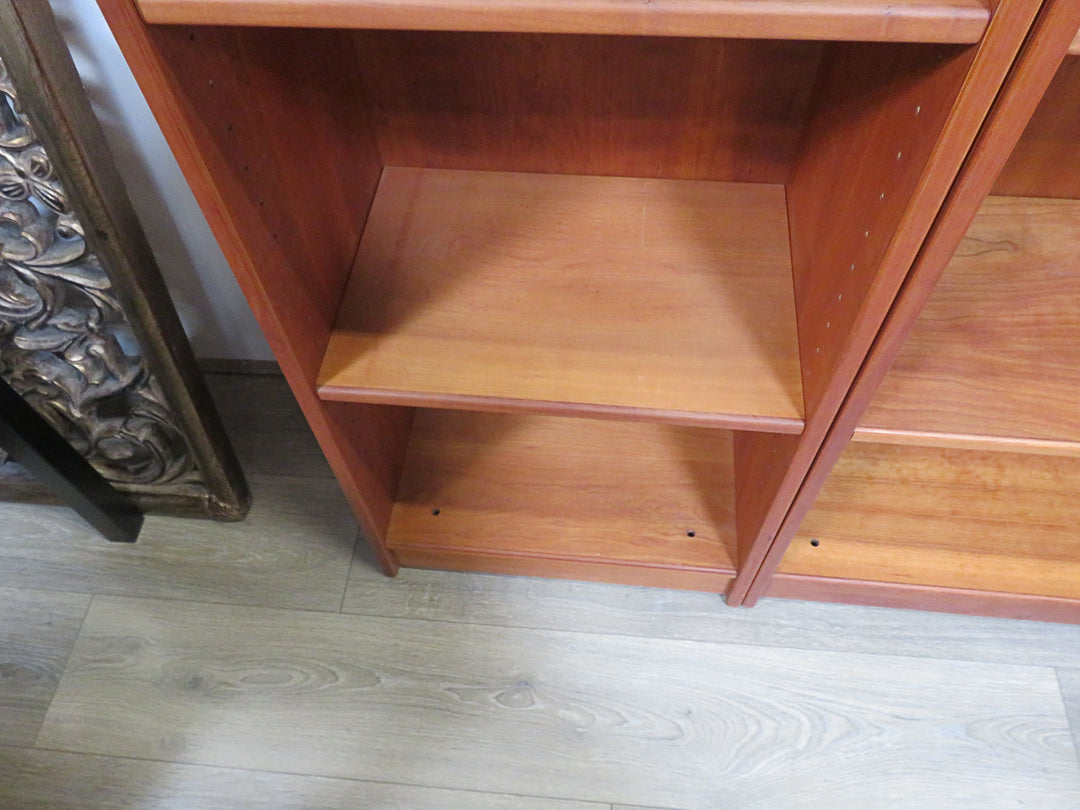 Cherry Veneer Bookcase on Left