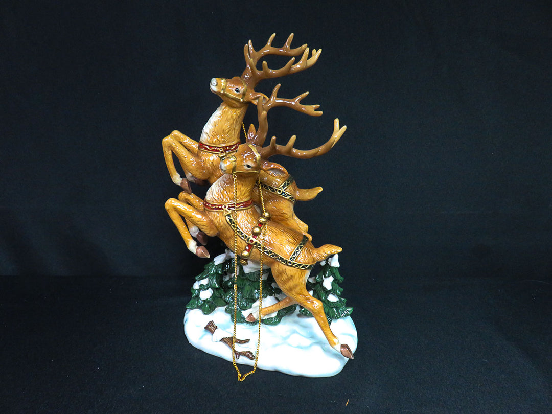 Grandeur Noel Santa & Reindeer Centerpiece