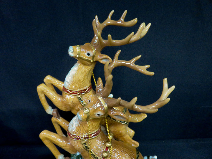 Grandeur Noel Santa & Reindeer Centerpiece
