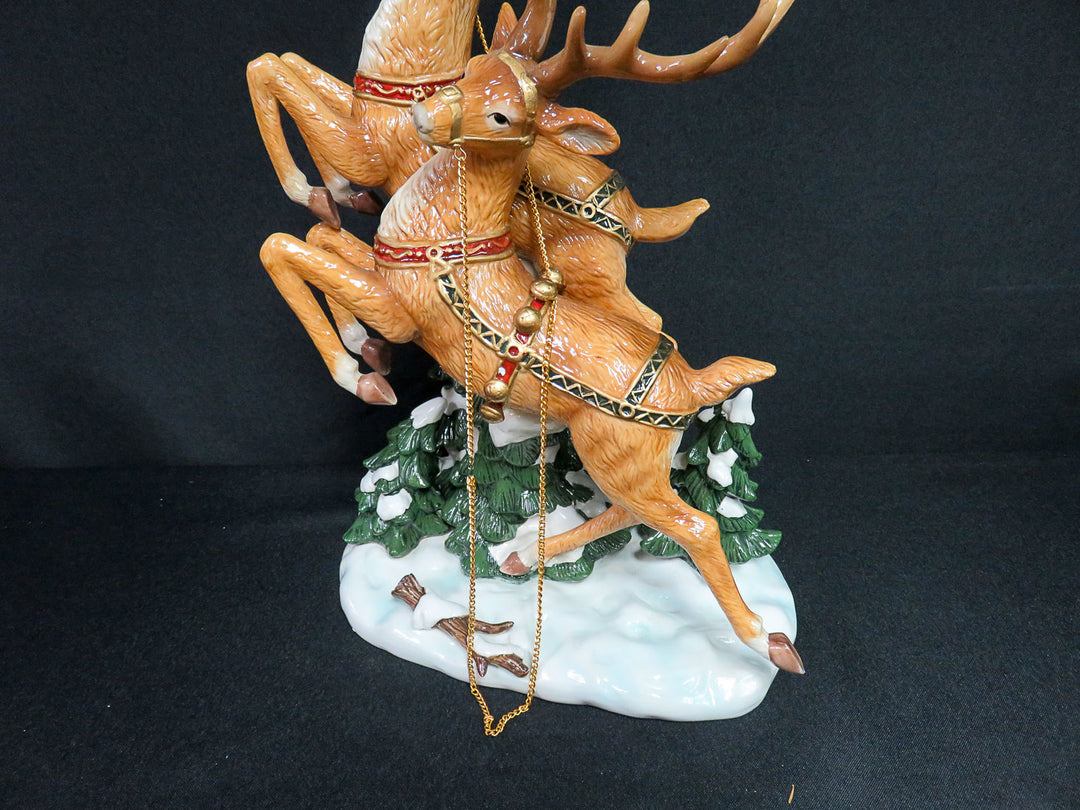 Grandeur Noel Santa & Reindeer Centerpiece