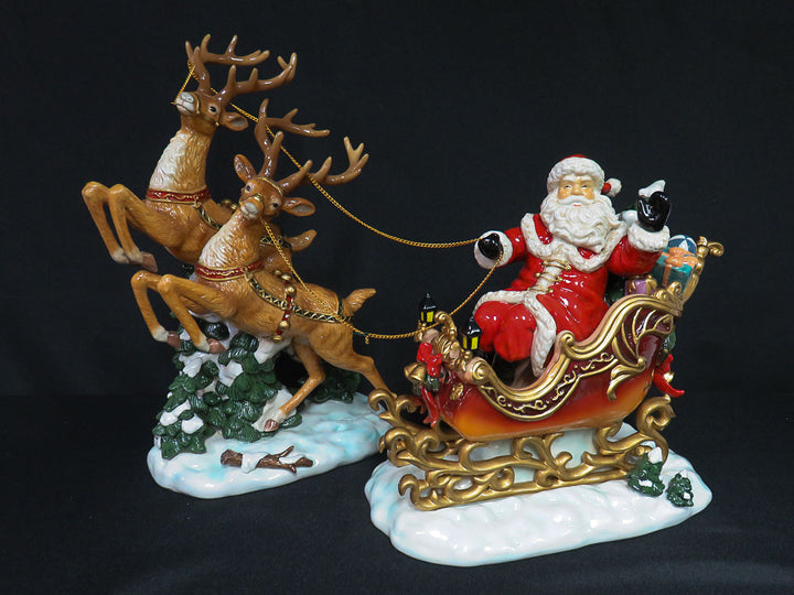 Grandeur Noel Santa & Reindeer Centerpiece