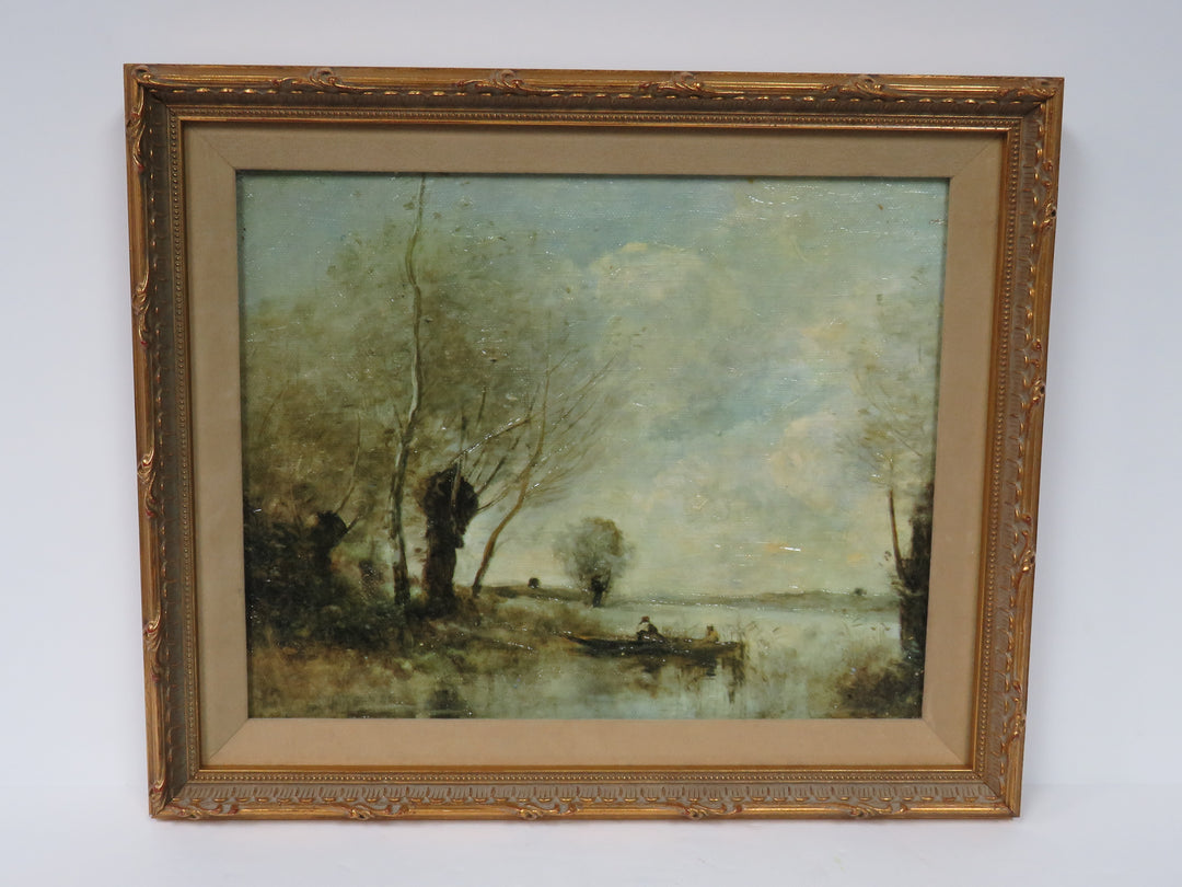 Fishing in a Boat in the Willows Print