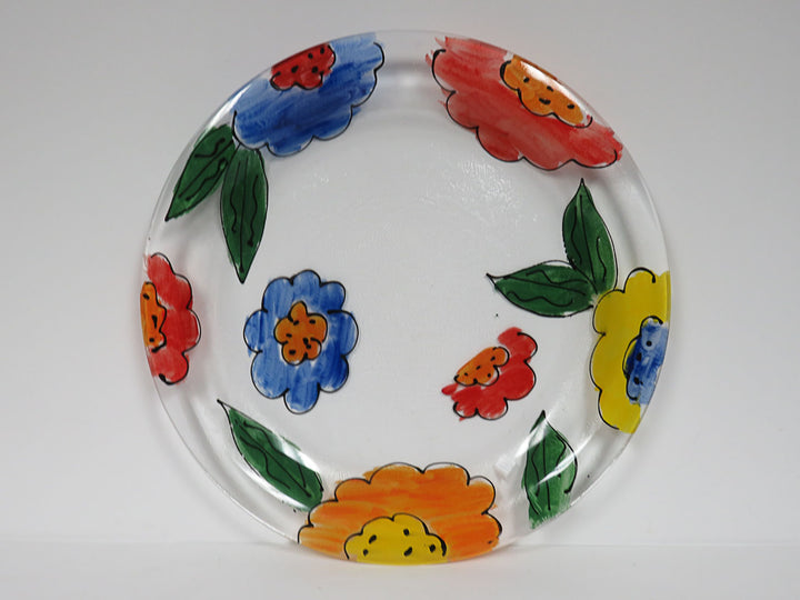 Glass Floral Platter