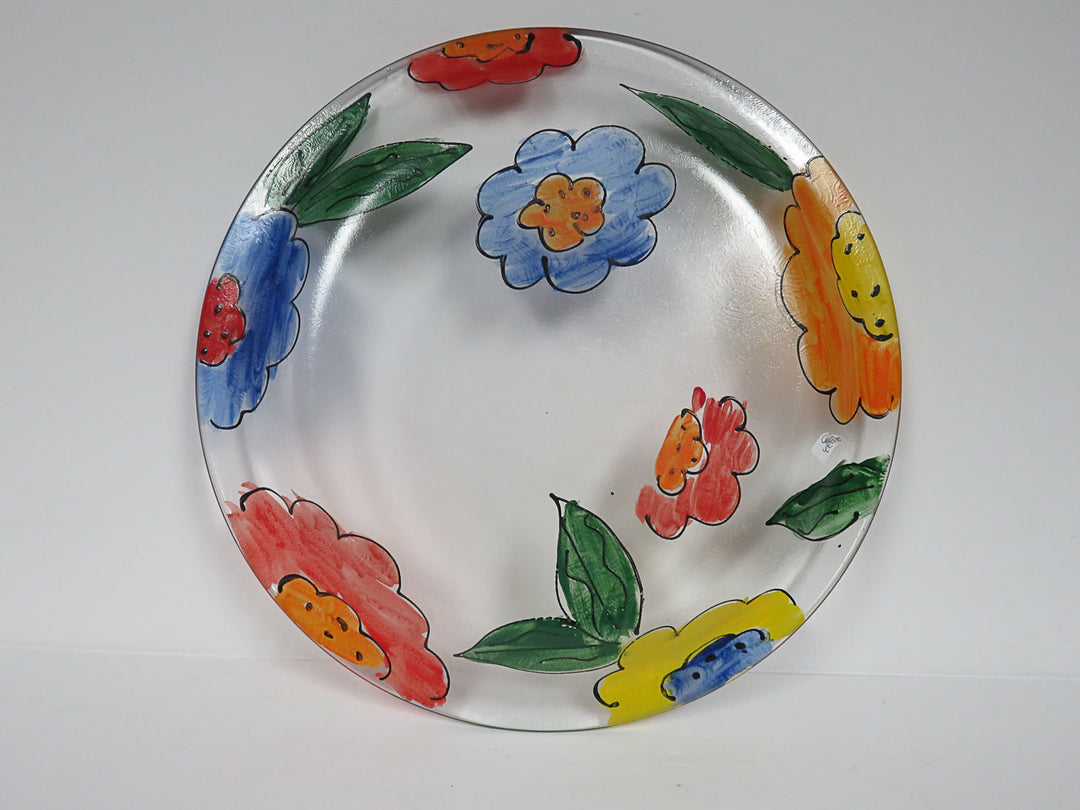 Glass Floral Platter