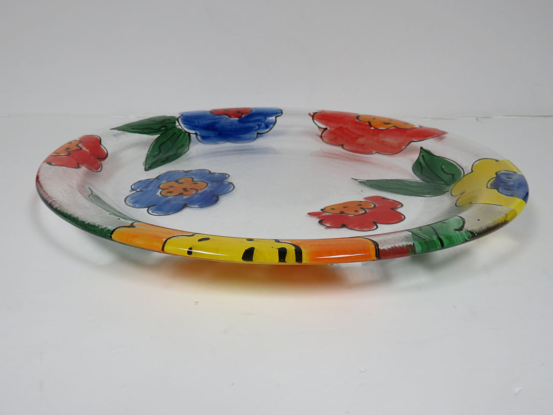 Glass Floral Platter