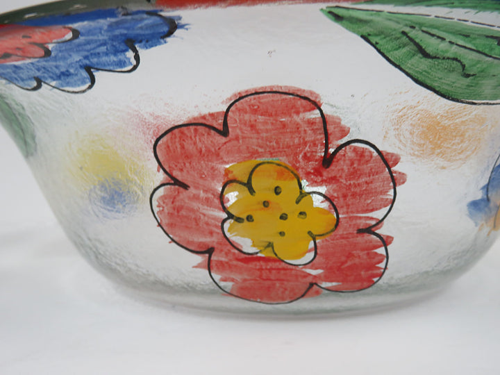 Glass Floral Serving Bowl