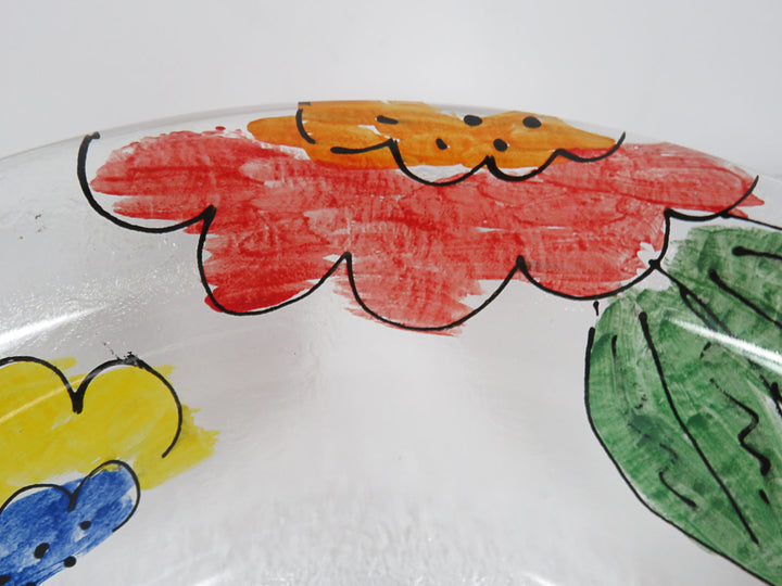 Glass Floral Serving Bowl